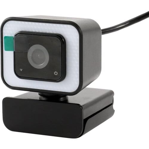 Webcam with Microphone,2K Web Camera with Light, Fixed-Focus, Auto Light Correction, for Video Conferencing, Teaching