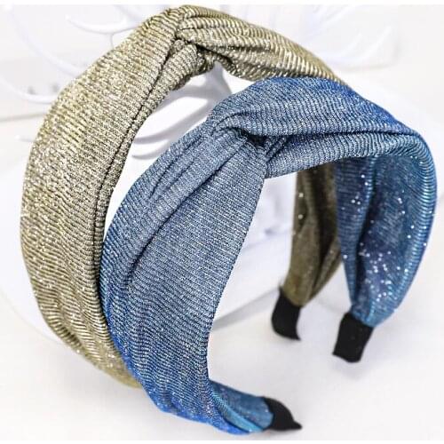 Vintage Bright Cloth Hairbands Women Girls Cross Turban Headband Bling Hoop Clips Hair Accessories Headwear Opaska Do Wlosow