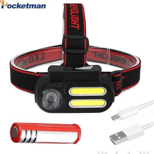 Z43 Portable Mini XPE+2* COB LED Headlamp Work Light Waterproof Headlight Use 18650 Battery for Night Lighting Flashlight