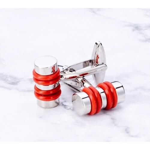 New Arrival Metal Cylinder Cufflinks with 2 Colors Double Rubber Rope Cuff Button For Mens French Shirt Birthday Gift Business