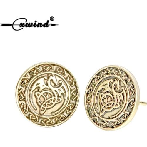 Viking Dragon Runes Stud Earring for Women Girls Men Punk Earrings Fashion Round Disc Retro Bronze Animal brincos Jewelry Gift
