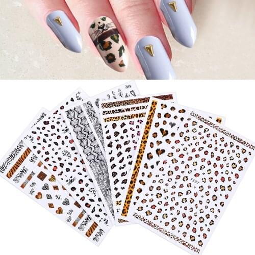 1Pcs 3D Snake Print Design Tiger Pattern Nail Art Decoration Ongles Sticker Enchanting Leopard Nail Sticker Manicure Accessories