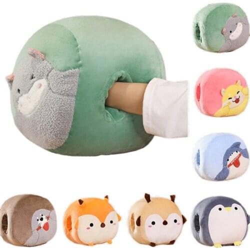 1pcs Kawaii Zoo Animal Plush Hand-warmer Cute Penguin seal deer fox hamster shiba Nap Chair Cushion Birthday Kids Winter Gifts