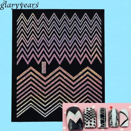 1pc New Nail Art Hot Design Glitter Laser Line Pattern TL204 Adhesive DIY Nail Foil Sticker Women Polish Manicures Tip Tool Gift