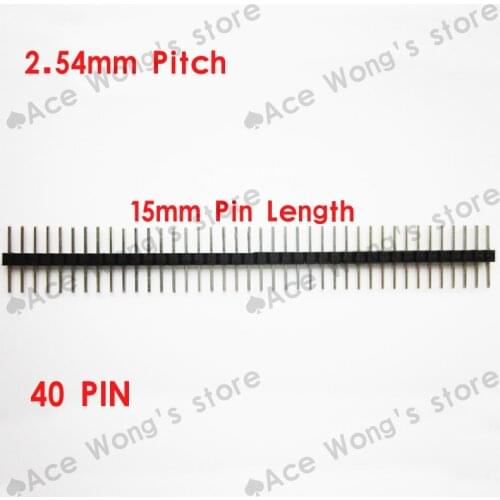 100PCS/Lot 2.54mm Pitch Single Row 40 Pin Pin Header Pin Male Pin Connector Length 15mm Free Shipping