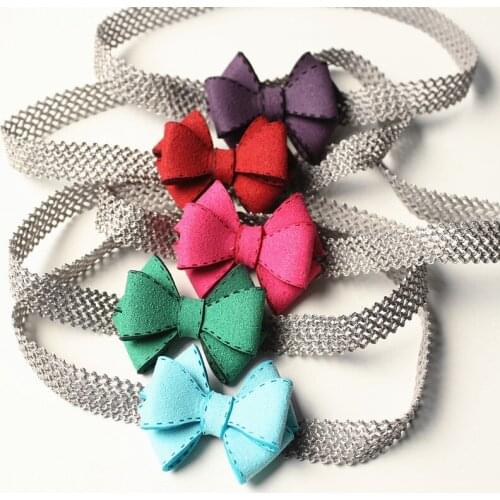 20pcs Chamois Leather Hair Elastic Band 3 Layers PU Leather Bows Multi Elastic Headbands Synthetic Headbands Top Quality Kids