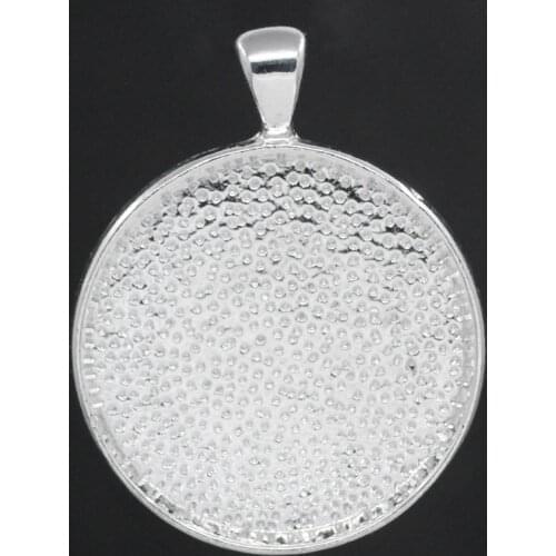 20Pcs Round Cobochon Frame Settings Charms Pendants Jewelry Making 42x33mm Fit Cameo 30mm, Bronze Tone/Silver Plated