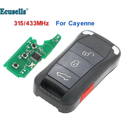4 BUTTONS Remote Key Fob 3+1 Button 315MHz/433mhz for Porsche Cayenne 2004-2011 with ID46 chip Uncut HU66 blade