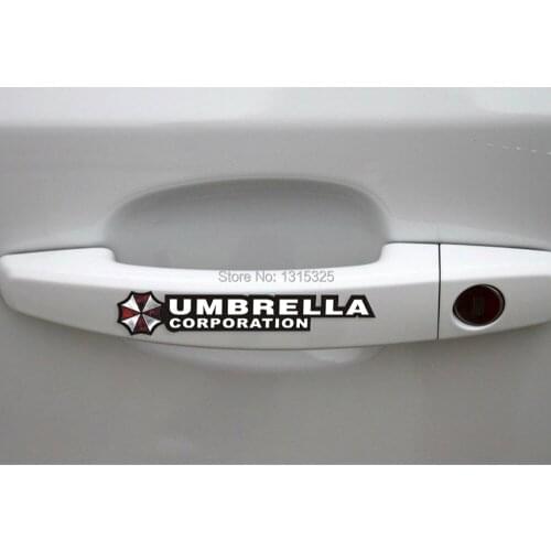 Aliauto 4 X Umbrella Corporation Car Door Handle Stickers And Decal For Ford Focus 2 Vw Polo Golf Opel Peugeot Hyundai Kia BMW