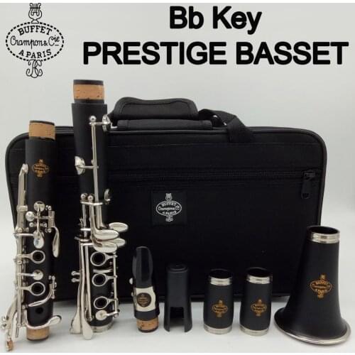 Free Shipping Music Fancier Club Bakelite Bb Clarinets PRESTIGE BASSET Major Professional Clarinets Silver Plated Keys 17 Keys