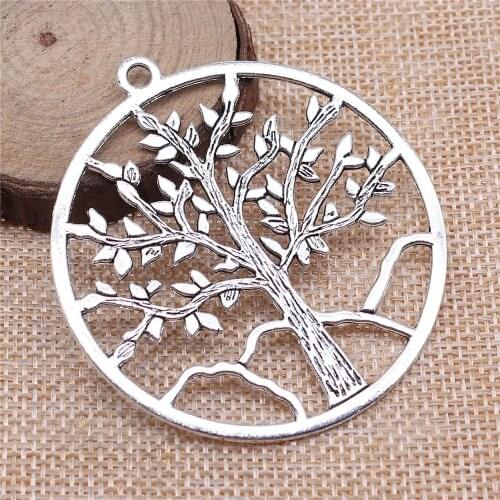 Charms for Jewelry Making Findings Handmade DIY Craft 3pcs Antique Silver Color 63x57mm Tree Of Life Charms Pendant