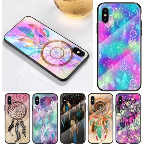 Dream Catcher Mandala For Apple iPhone 12 11 8 7 6 6S XS XR SE X 2020 Pro Max Mini Plus Tempered Glass Phone Case