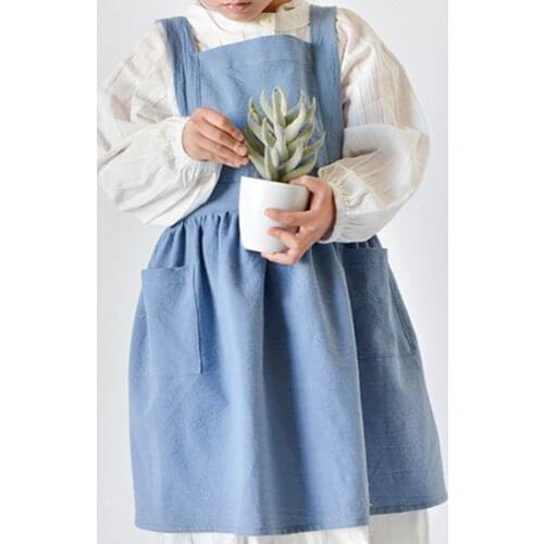Gray Pink Blue Kid Cotton Linen Bib Apron School Painting Craft DIY Classroom Drawing Family Party Baking Cooking Clothes D20