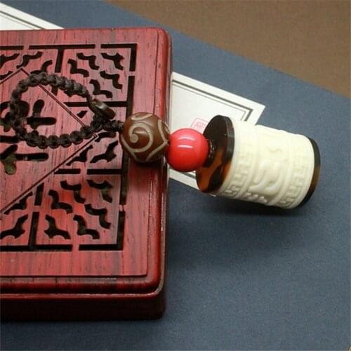 Ethnic Natural Bodhi Cow bone turning cylinder keychain Handmade Stone Beads Braid Rope Key Chain For Women Jewelry Gift