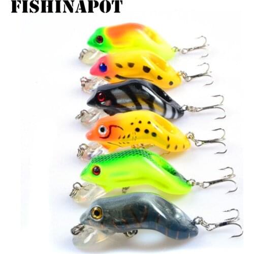 FISHINAPOT 1PCS 55mm/8.8g Plastic Frog Lure Lifelike Fishing Lure Silicone Bait For Crap Wobblers Hard Crankbait Fishing Tackle
