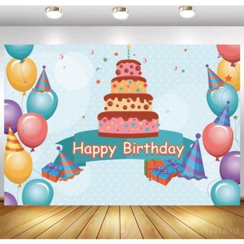 Chocolate Cake Smash Happy Birthday Banner Kids Background Candy Gifts Table Decor Colorful Balloons Backdrops Photography
