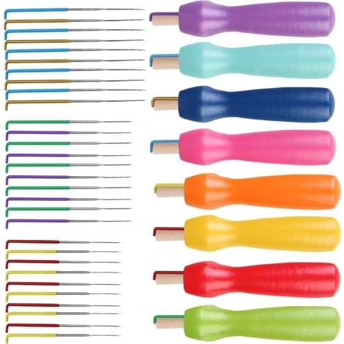LMDZ 38 Pcs Felting Needle Wool Felting DIY Supplies PIN Felting Needle Tool Set Color Wooden Handle Holder for Needle Felting