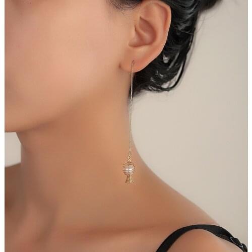 Exquisite Pearl Horn Wire Threader Earrings For Girls Women 3D Lantern Ear Line Long Tassel Dangle Drop Earring for Mother Girlf