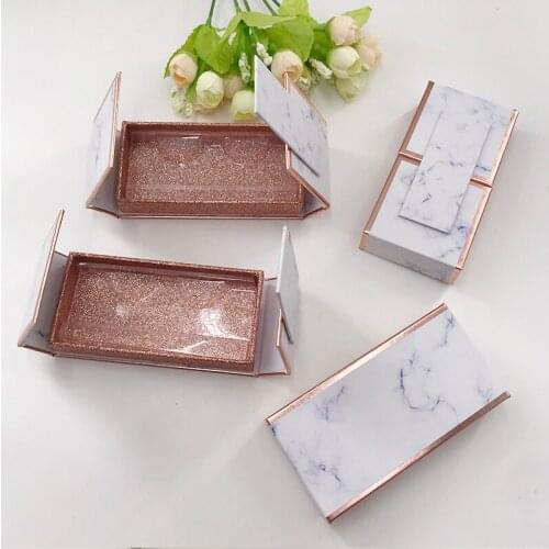 New Arrival Eyelash Packaging Box 10mm-25mm Mink Lashes Magnetic Marble Case