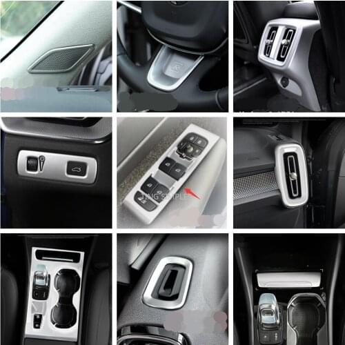 Matte Interior Refit Kit Air AC / Roof Reading Lamps / Gearbox / Lift Armrest Button Cover Trim For VOLVO XC40 2018 2019 2020