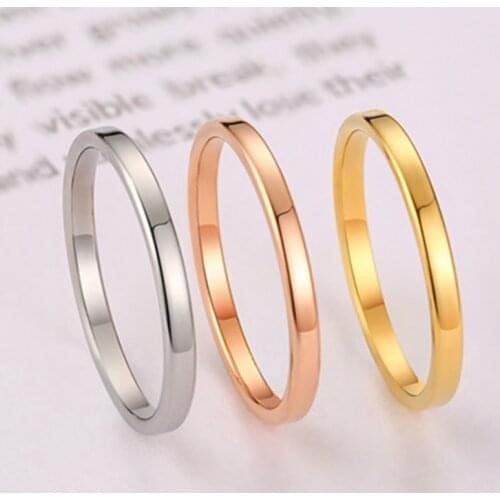 Fashion Stainless Steel Tail Rings for Women Simple Finger Ladies Thin Stackable Gold-color Jewelry Silver Color Girls Gift 2mm