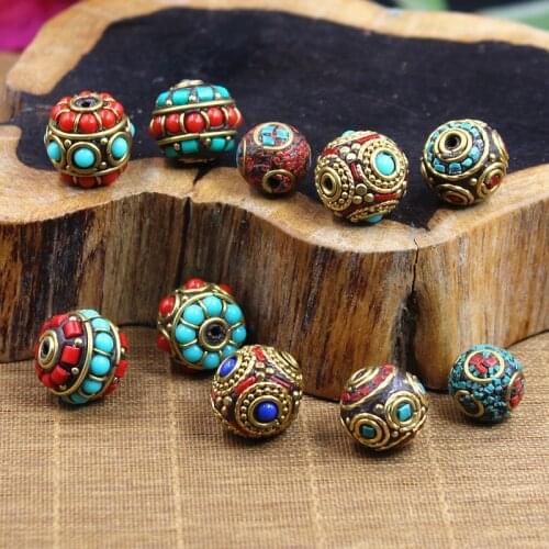 Fashion Nepal Copper Spacer Beads Handmade Brass Charm Metal Beads Fit Bracelets DIY Jewelry Making Accesssories