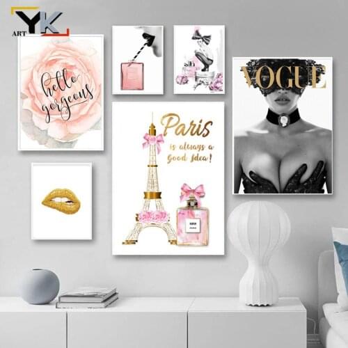Fashion Sexy High Heels Nordic Posters And Prints Perfume Lips Canvas Painting Cuadros Wall Art Picture For Living Room Decor