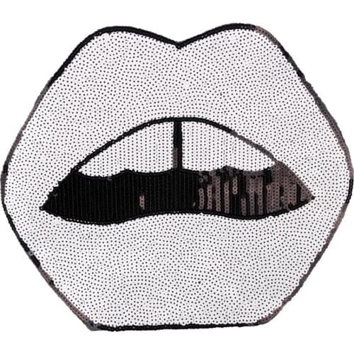 Cartoon large Sequin patch with white big mouth patch, garment accessories, jeans patch, Down Jacket Patch