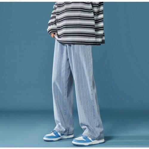 Men jeans pants casual streetwear straight denim mens pants spring autumn solid womens jeans trousers