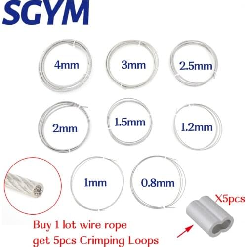 15m/20m PVC Coated 304 Stainless Steel Wire Rope Soft Fishing Lifting Cable 7×7 Clothesline 0.8mm-4mm