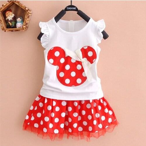 2017 new summer toddler girls kids clothing brand cotton skirt suit for little girls childrens clothes sets short-sleeved suit