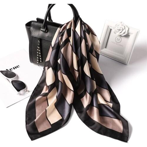 2021 New Fashion Silk Square Scarf Womens Neck Drawstring Belt Wrap Warp Soft Headscarf Hidden Headscarf Women Wrinkle