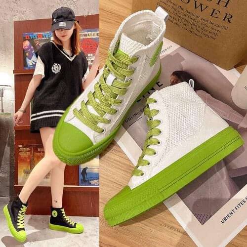 New Autumn Womens Shoes Chic Colors High Top Flats Casual Flat Heel Sneakers Designer Comfy Flats 2021 Lace Up Shoes for Women