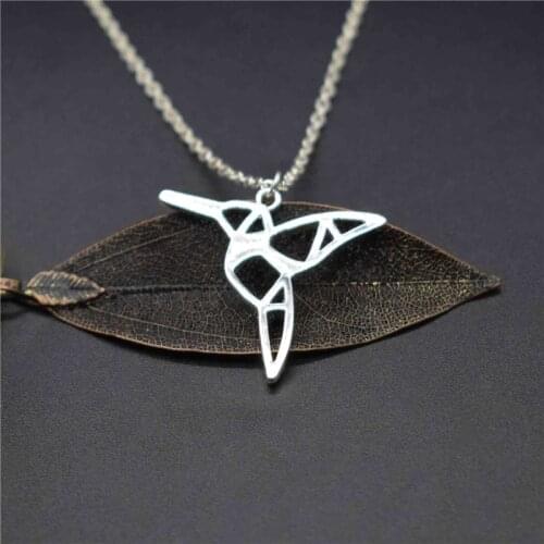 Elfin New Trendy Origami Hummingbird Necklaces Gold Color Silver Color Hummingbird Jewellery Women Pendant Necklaces