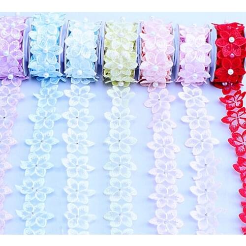 3.5cm / 3.3cm wide 0.5m / 1m stereo single layer color flower embroidery lace ribbon accessories DIY handmade clothing mateials