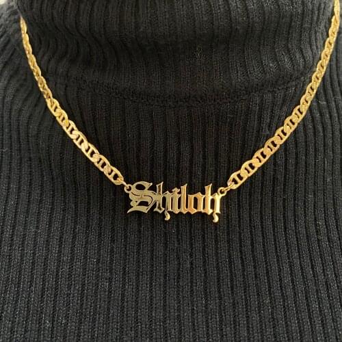 Custom Stainless Steel Neckalce Personalized Name Neckalce Old English Name Necklace Custom Name Necklace For Women Children