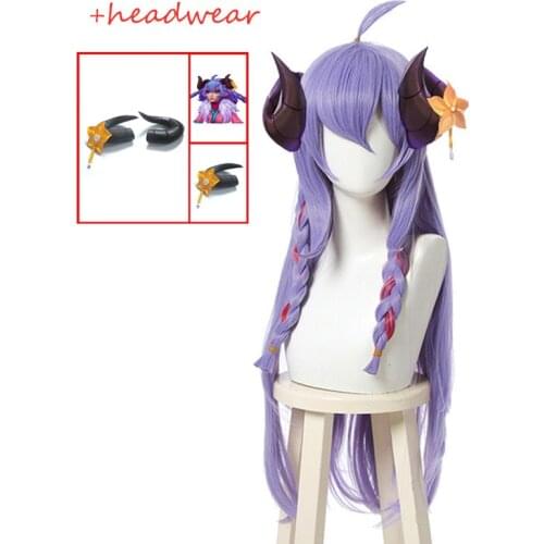 Spirit Blossom Kindred Cosplay Wig LoL Cosplay Loose Wave Straight Purple Braided Wigs Heat Resistant Synthetic Hair+Wig Cap