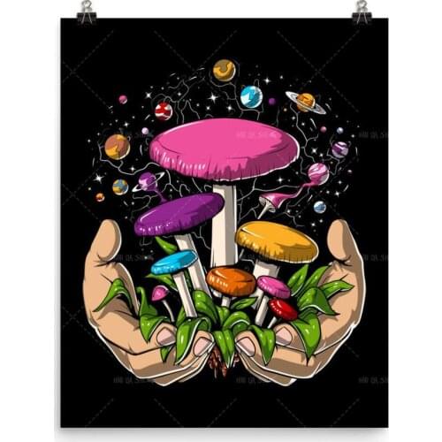 Print Poster Space Planets Mushrooms Picture Cartoon Canvas Painting Nordic Wall Art Living Decor Home Decor Creative Wall Decor