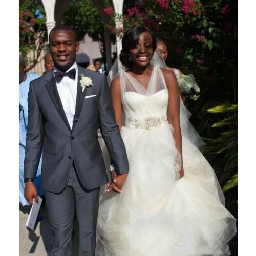 Jacket+Pants) Summer Dark Gray 2 Piece Groom Tuexdos For Wedding Formal Prom Suit Party Evening Blazer Custom Made