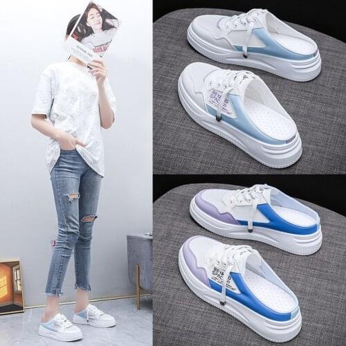 Half Slippers Women Summer New Breathable Mesh Womens Shoes Fashion Casual Style Outer Wear Semi-supporting Womens Shoes 8