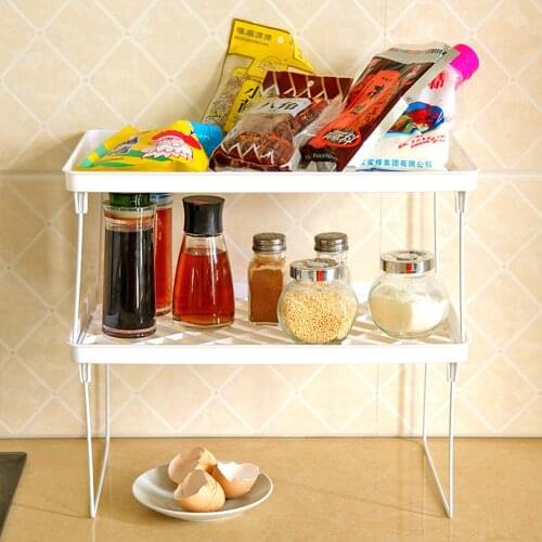 Adjustable Kitchen Storage Rack Metal Cupboard Storage Shelf Spice Holder Rack Single Layer Kitchenware Organizer Saving Space