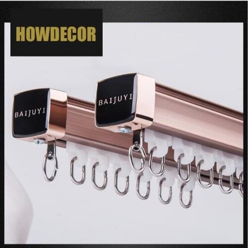 Luxurious Thick Rails Design Straight Curtain Track Side Nano Silence Curtain Rod Accessories Ceiling Installation