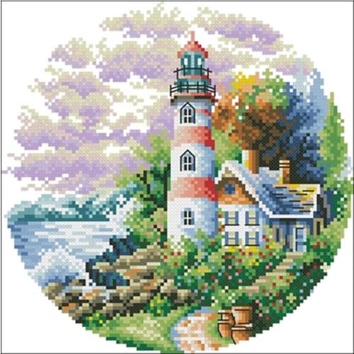 Lighthouse Garden patterns Counted Cross Stitch 11CT 14CT 18CT DIY Chinese Cross Stitch Kits Embroidery Needlework Sets