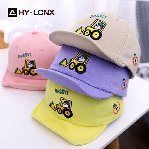 Spring Childrens Cartoon Pattern Embroidery Baby Hat Boy Soft Brim Cotton Breathable Hat Girl Outdoor Sports Sun Cap