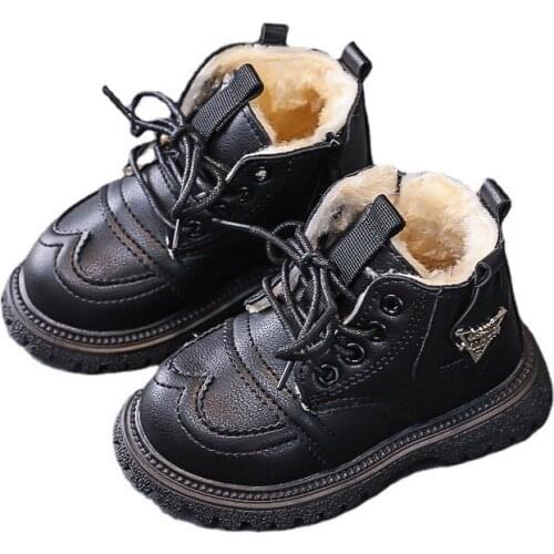 CNFSNJ 2021 new Fashion Winter Boys Girls Snow Boots Shoes Flat With Plush Child Kids Baby sneakers Toddler Lambs wool 21-30
