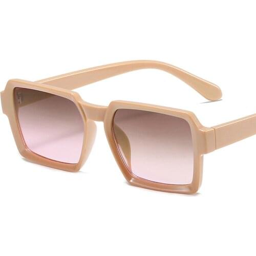 Retro Simple Square Pink Brown Sunglasses For Women Luxury Brand Gradient Sun Glasses Men Hip Hop UV400 Eyewear Female Shades