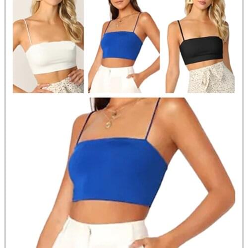 Hot Fashion Womens Club Tank Tops Solid Strappy Sleevless Camisoles Tube Crop Top Bralette Casual Sexy Ladies Summer Tanks