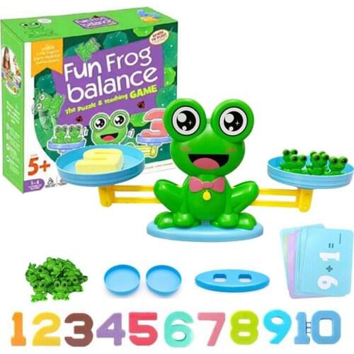 Fun Frog Balance Puzzle Matching Board Game Math Counting Balance Toy Excellent Educational Digital Scale Number 1-10 Toy Gift