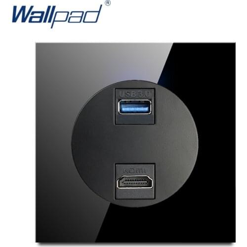 Wallpad HDMI-compatible USB 3.0 Socket For Data Transmission New Arrival Crystal Glass Panel Wall Power Socket Outlet
