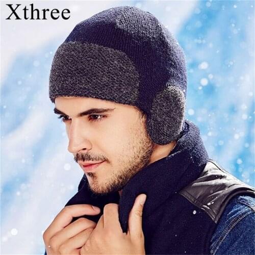 Xthree Beanies Hat For Men Helmet Knitted Hat Skullies Wool Male Gorras Bonnet Winter Hats For Men Beanies Hats